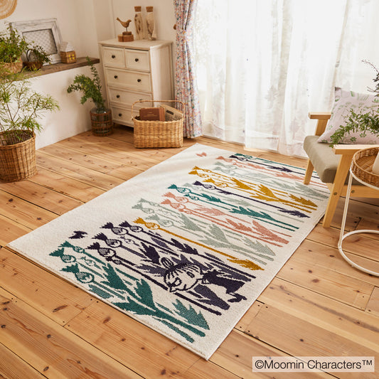 お花畑からひょこっと顔を覗かせるちびのミイ LITTLE MY WILD FLOWER RUG - リトルミイワイルドフラワーミックス 約130×185cm