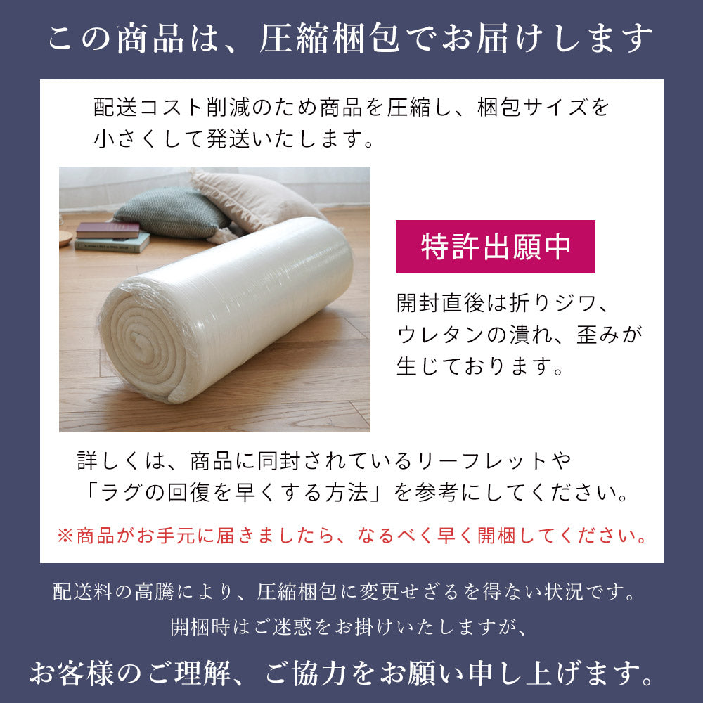 極上のもっちりボリュームで防音効果も!低反発×高反発手洗いできるフランネルラグ102
