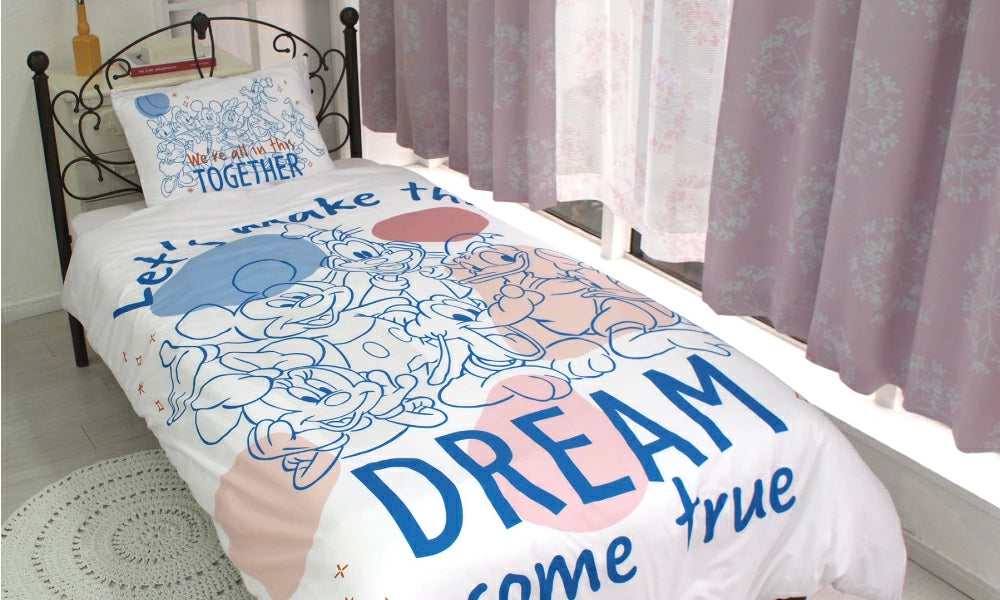 【Disney ディズニー】ミッキー&フレンズ 洗える絵羽ふとんカバー3点セット(布団カバー・シーツ・ピローケース)カバーリング3点セット ⒸDisney