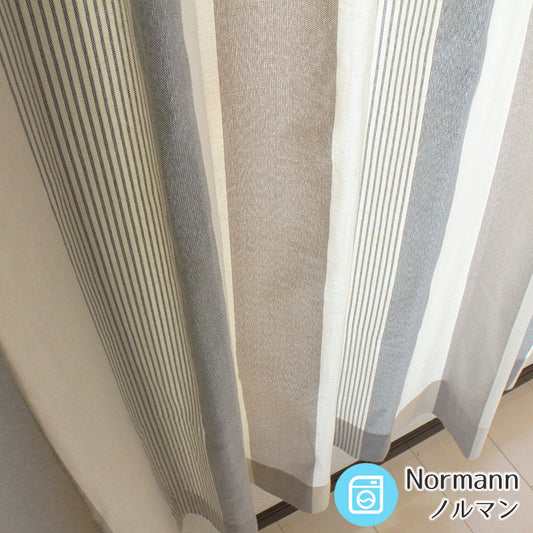 ストライプ柄がかわいい非遮光カーテン Normann - ノルマン