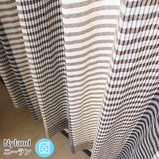 ボーダー柄がかわいい非遮光カーテン Nyland - ニーラン