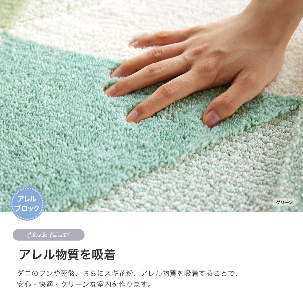光のプリズムをイメージしたシンプルな小紋柄 日本製防ダニ加工のついたアレルブロックオールシーズンシンプルラグ シーン