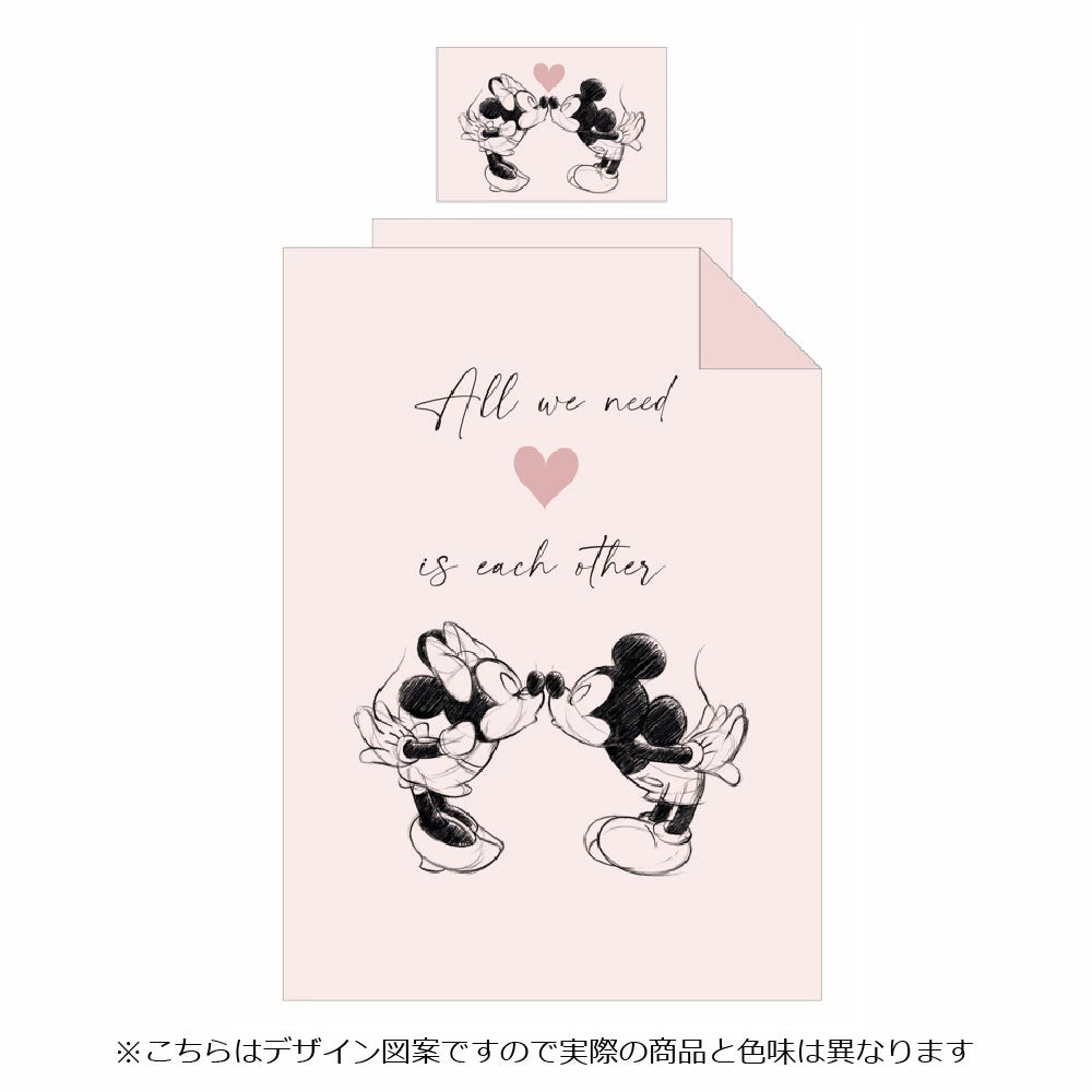 【Disney ディズニー】ミッキー＆ミニー 絵羽柄ふとんカバーセット（布団カバー・シーツ・ピローケース）カバーリング3点セット　ⒸDisney
