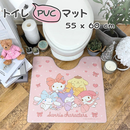 撥水トイレマット やわらかPVC素材を使用したお手入れ簡単！サンリオキャラクターズMIX 55×60cm