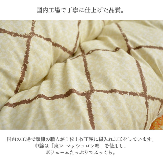 掛敷セットこたつ こたつ厚掛 掛 こたつ布団セット 掛敷セット 厚掛け 約190×190cm ふっくら 中綿入り ピーチスキン あったか ベージュ 日本製