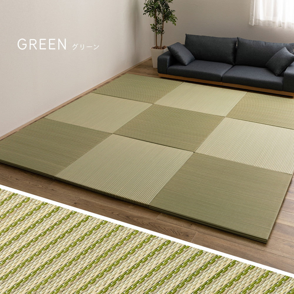 天然い草×樹脂素材のハイブリッド置き畳　アヤ　約82×82×2.5cm