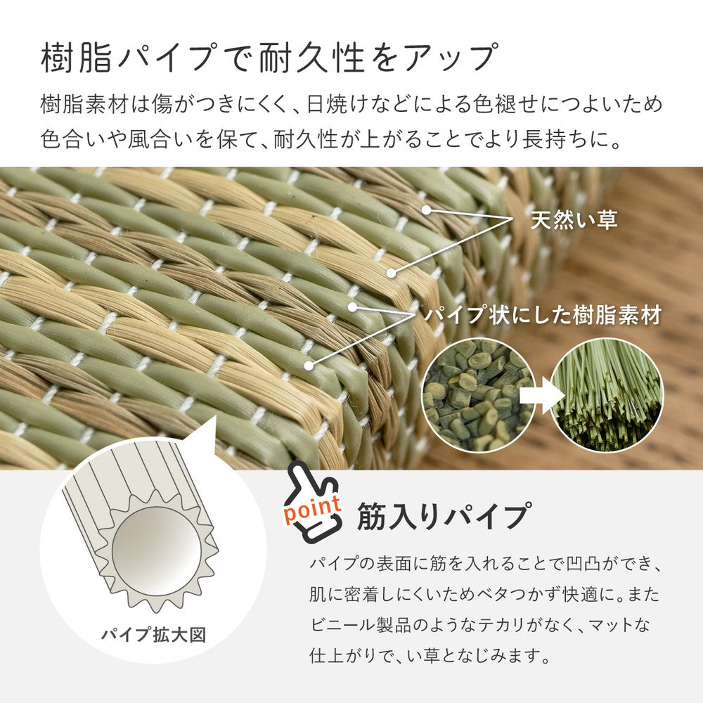 天然い草×樹脂素材のハイブリッド置き畳　アヤ　約82×82×2.5cm