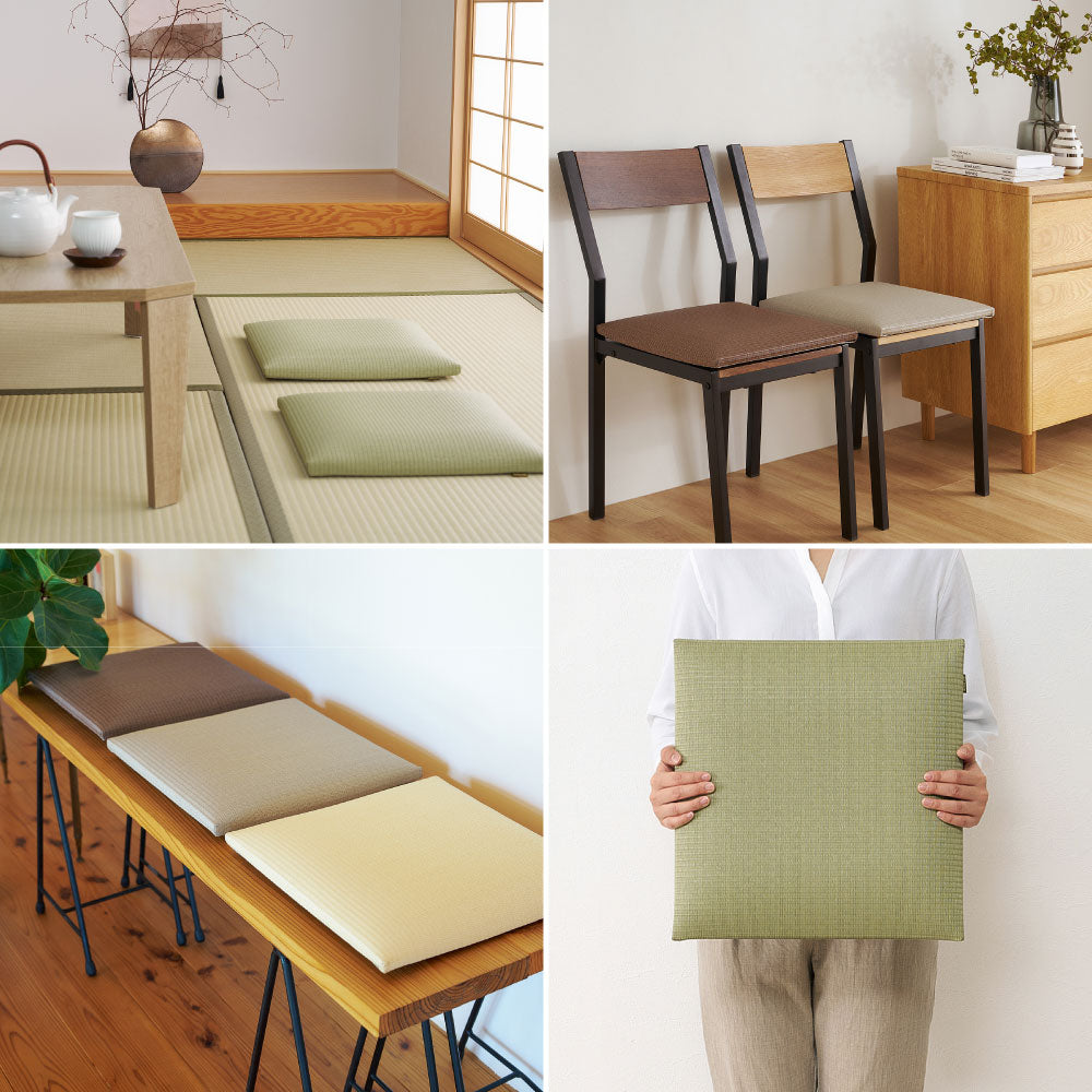 い草風 畳クッション 座布団 水拭きOK 消臭 日本製 高反発 ウレタン 39×39cm