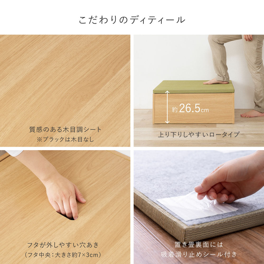 小上がり畳 収納付き 畳ベンチ 畳収納 置き畳 幅65cm 正方形 幅65cm ロータイプ【台座+畳セット】
