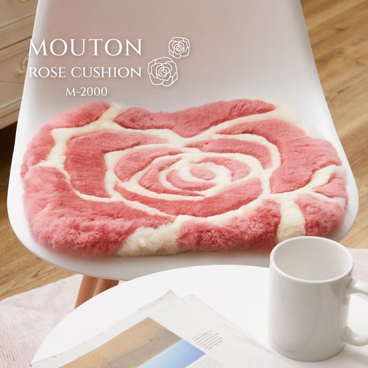 天然ムートンのおしゃれな天然ムートンローズ馬蹄ッション 約40×38cm