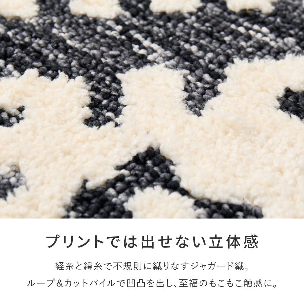 シェニールマット ラグ インド製 シック 北欧柄 モロッコ 玄関マット ダッタ ふっくら モノトーン 滑り止め