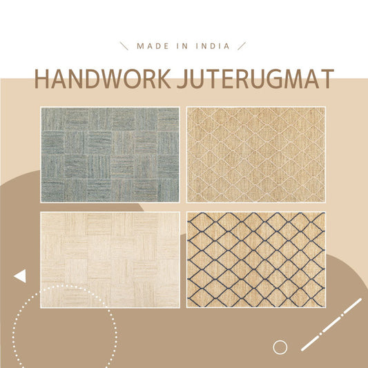 手織りハンドメイドのジュートマット 約60×90cm