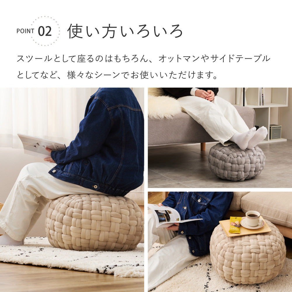 まんまるフォルムがかわいい！モロッコ発祥ベルベットプフ クッションスツール プフ オットマン サイドテーブル ビーズ