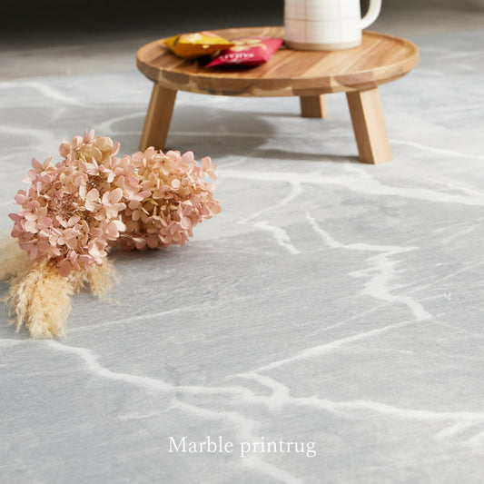 洗えるソフトタッチのデザイン転写プリントラグ　大理石