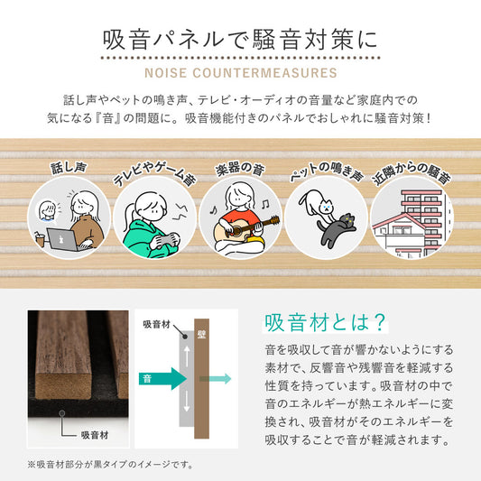 木目調 吸音パネル 6枚組 壁面パネル 防音対策 インテリア DIY 賃貸対応