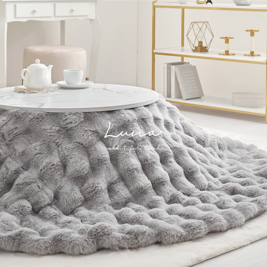 ポコポコふわふわ「ラビットファー調」洗えるこたつ布団 約190×190cm正方形  約190cm円形  約210×170cm楕円形