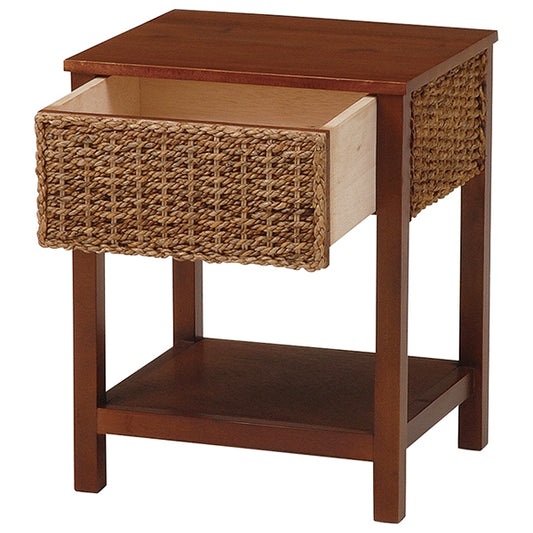 丁寧に編みこまれたアバカ素材､アジアンリゾートのような雰囲気が味わえます　サイドテーブル（ナチュラル）(約)幅40×奥行35×高さ50cm