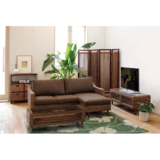 丁寧に編みこまれたアバカ素材､アジアンリゾートのような雰囲気が味わえる　テレビ台（ナチュラル）