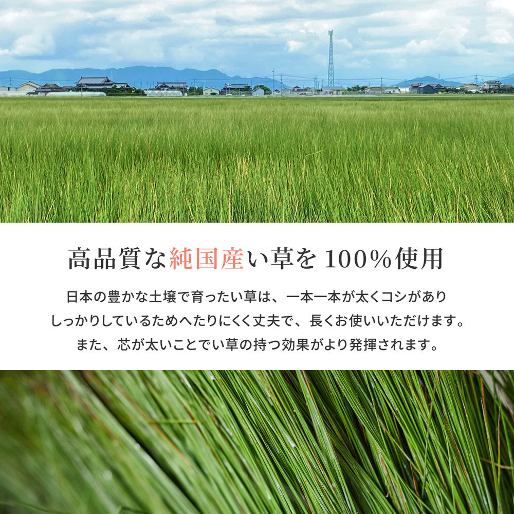 上質な国産い草を100%使用のさりげなく季節の彩りを添えてお出迎え。厳選した国産い草で織り上げた重厚感漂う玄関マット（裏貼り） エルモード