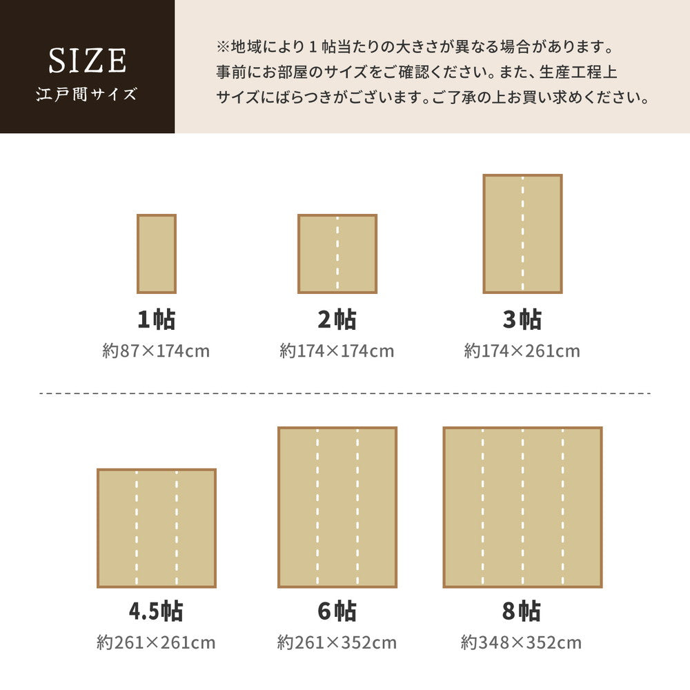 上質な国産い草を使った い草柄上敷き 清涼　江戸間