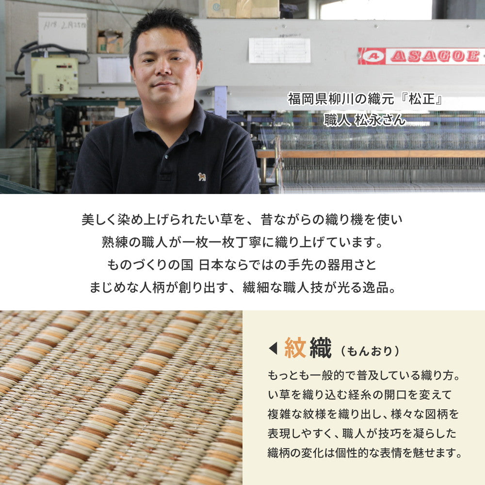 上質な国産い草を使った い草柄上敷き 清涼　江戸間