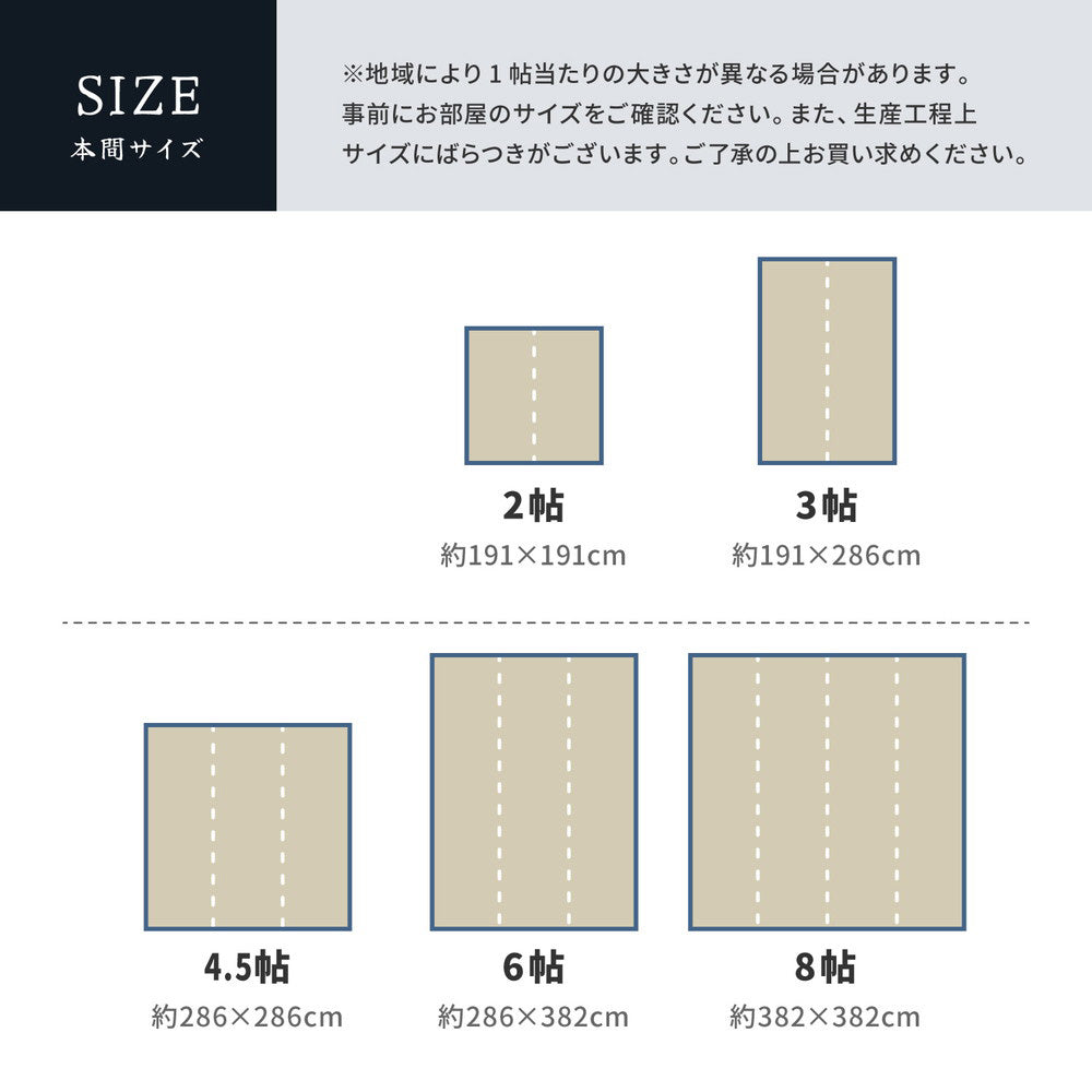 上質な国産い草を使った い草柄上敷き 清涼　江戸間