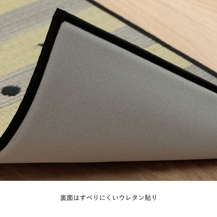 シンプルで可愛らしいネコのデザイン！夏涼しい！日本製い草キッチンマット Ｆニャコルン