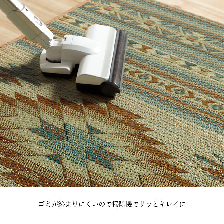 純国産 ずれにくい 消臭効果のあるさらさらキリム柄い草玄関マット 『Ｆピオス』 60×90cm 70×120cm
