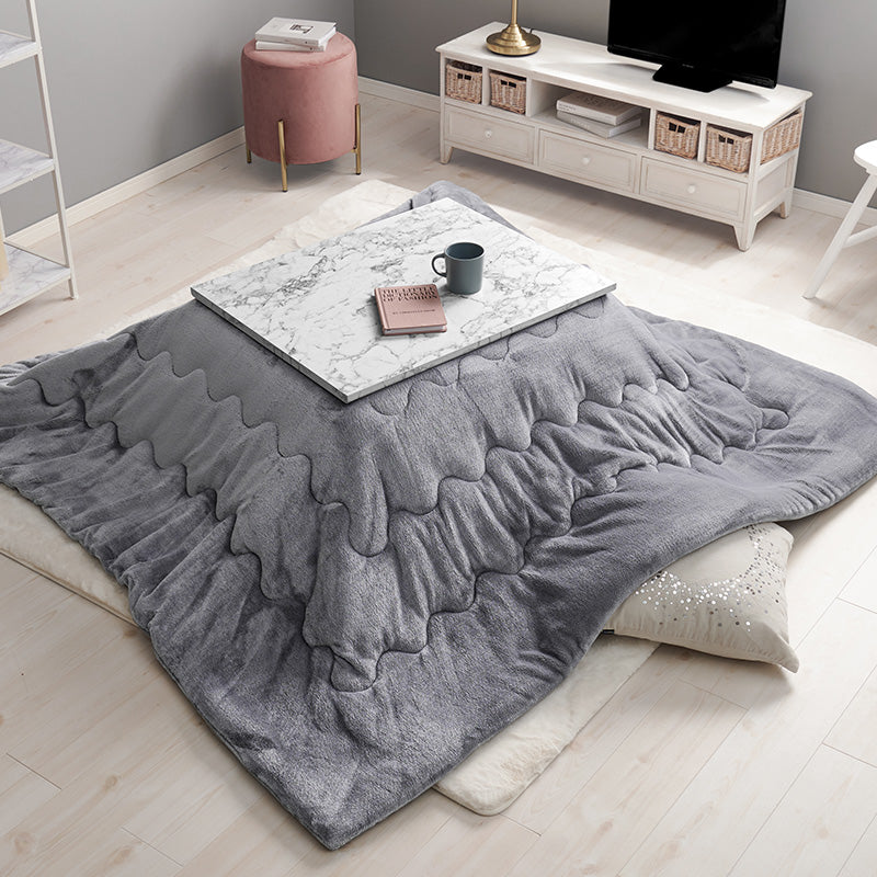 こたつ＋うす掛け布団 ２点セット 大理石柄のこたつテーブルととろけるような肌触りのシンプルな掛け布団セット フランネル