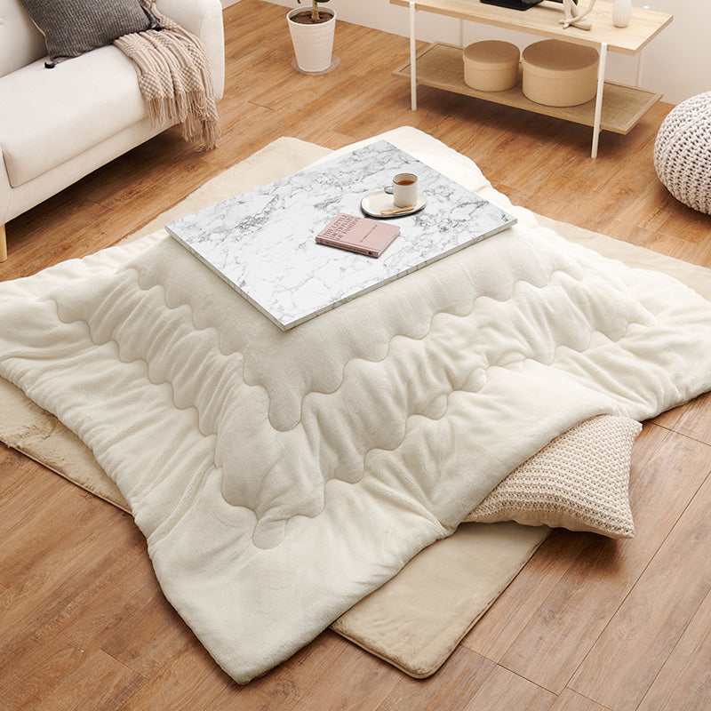 こたつ＋うす掛け布団 ２点セット 大理石柄のこたつテーブルととろけるような肌触りのシンプルな掛け布団セット フランネル