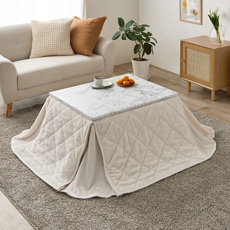 こたつ＋うす掛け布団 ２点セット 大理石柄のこたつテーブルとニット柄の掛け布団セット ひとり暮らしに