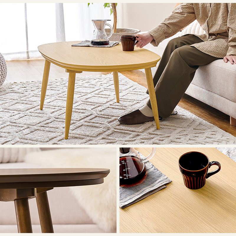 あたたかみのある木目調のオーバル型の天板 シャープな脚を合わせたこたつテーブル 幅100 こたつ単品