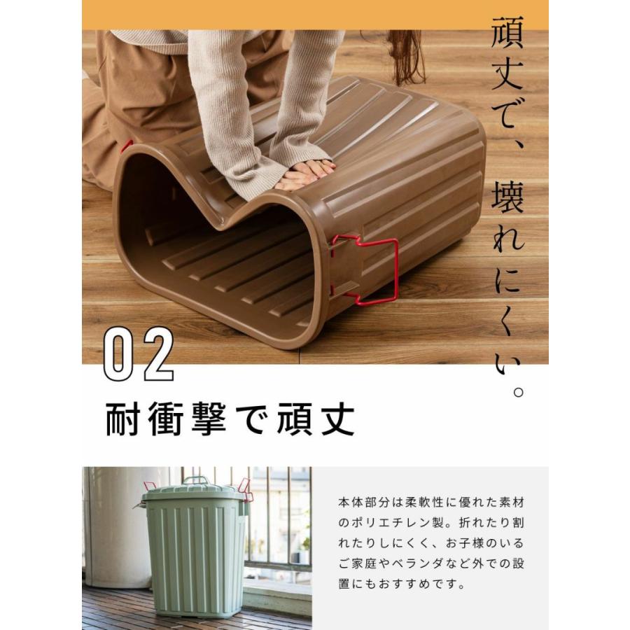 ゴミ箱 60L おしゃれ 屋外 分別 キッチン 北欧 フタ付き シンプル ダストボックス 大容量 日本製 国産 外置き 耐衝撃 タフカン