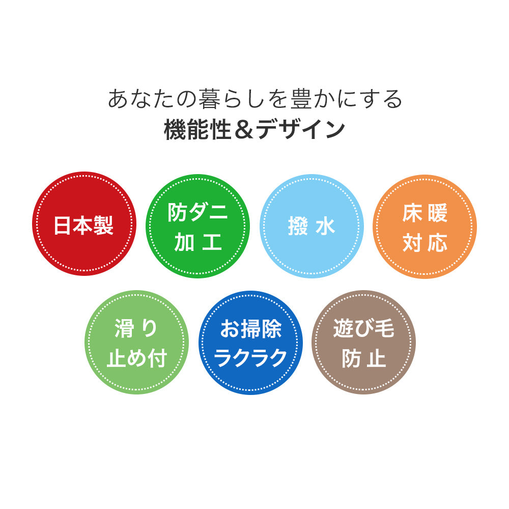 ラグ ラグマット  日本製   防ダニ 撥水 滑り止め付き 床暖房対応 ホットカーペット対応 オールシーズン 北欧 ナチュラル モダン国産撥水ラグ　3サイズ
