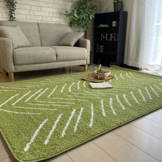 さらりとしたやわらかな手触りが心地よい防音効果に優れたオールシーズン ツイストラグ　スポール【グリーン】