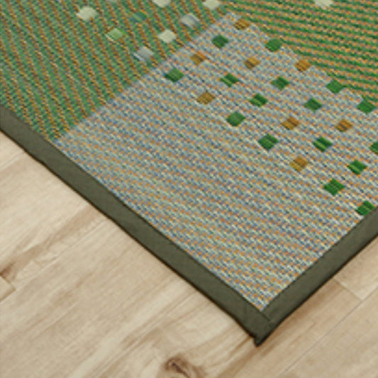 ギャベ柄で明るいデザインに仕上げたい草花ござカーペット 裏面：不織布タイプ