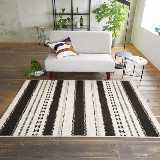 日本製のウール100％プリミティブなデザインがおしゃれで防炎・防カビ加工の高機能オールシーズンラグ  カパ