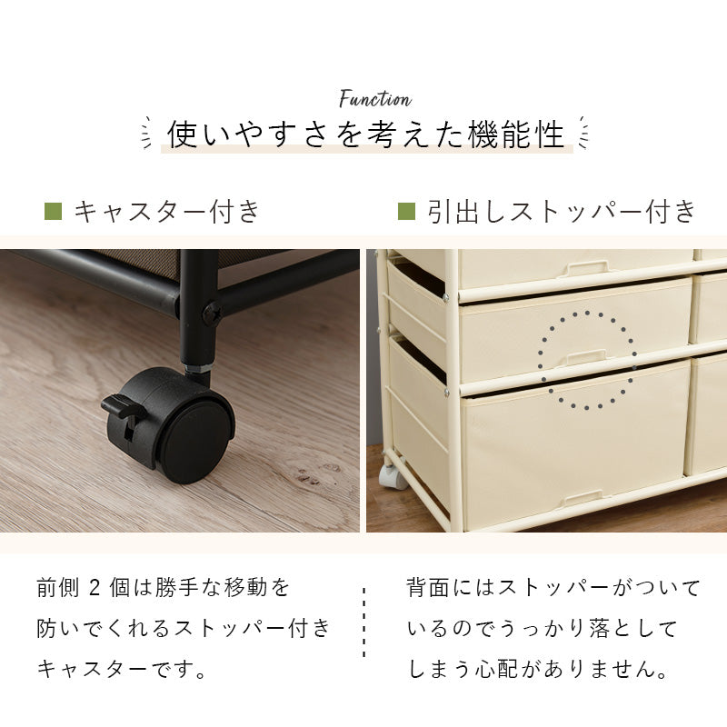 引出し収納も兼ね備えたハンガーラック 幅75cm 6杯 キャスター付