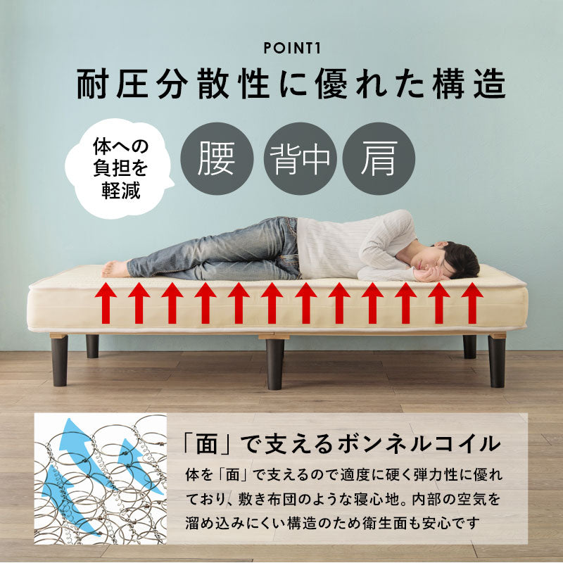 ボンネルコイルマットレスベッド すのこベッド　省スペース シングル