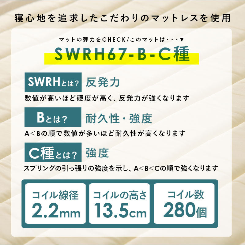ボンネルコイルマットレスベッド すのこベッド　省スペース シングル