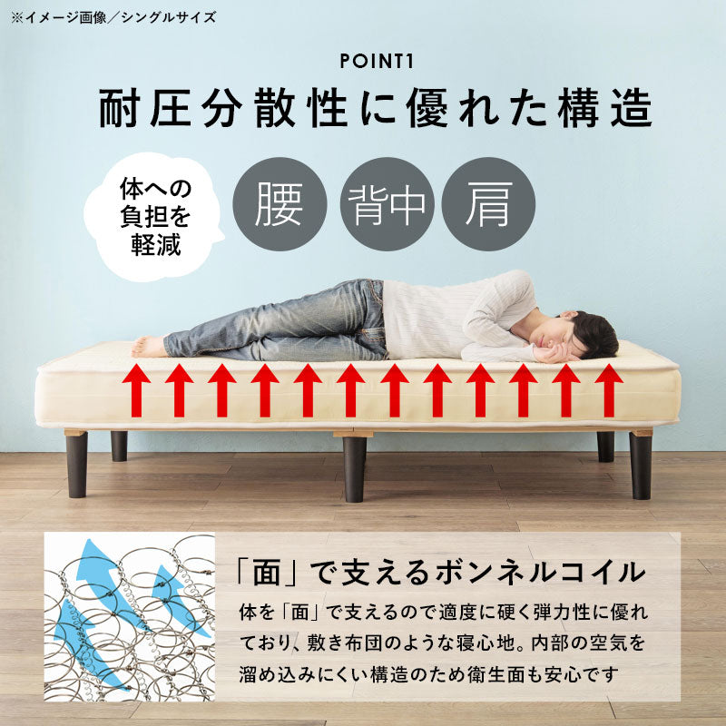 ボンネルコイルマットレスベッド すのこベッド　省スペース セミシングル