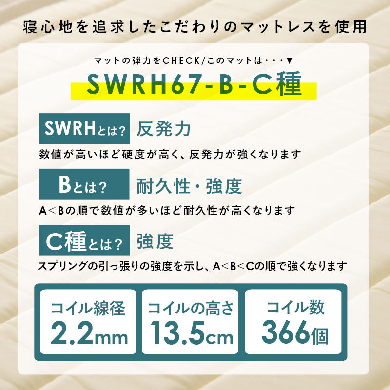 ボンネルコイルマットレスベッド すのこベッド　省スペース セミシングル
