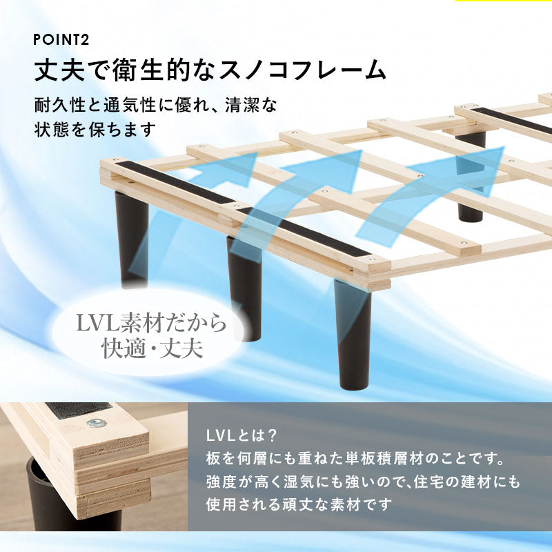 ボンネルコイルマットレスベッド すのこベッド　省スペース セミシングル
