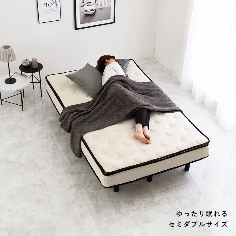 ボンネルコイルマットレスベッド すのこベッド　SD(セミダブル)サイズ　グレー  ホワイト ホテルライク