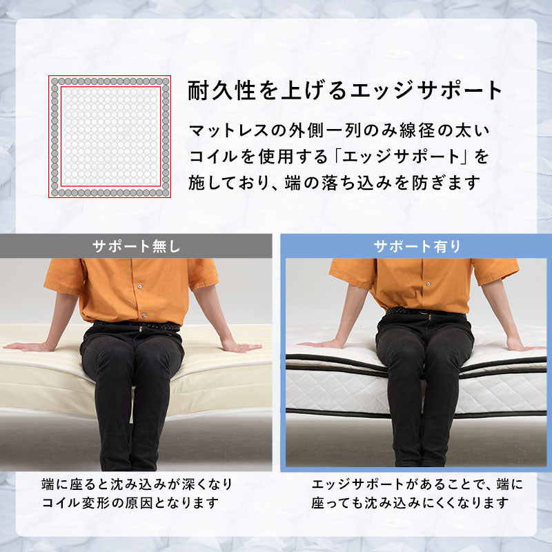 ボンネルコイルマットレスベッド すのこベッド　SD(セミダブル)サイズ　グレー  ホワイト ホテルライク