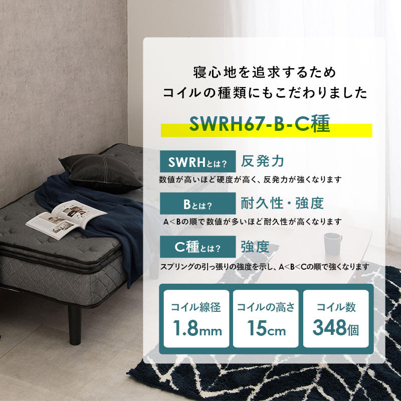 ボンネルコイルマットレスベッド すのこベッド　省スペース セミシングルショート