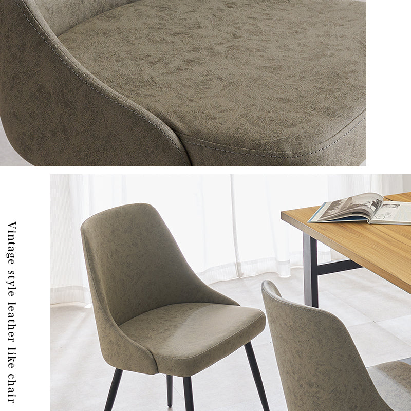 アームレスダイニングチェア  肘なし ヴィンテージ 合成皮革 ファブリック 汚れにくい  スタイリッシュ 2脚セット　