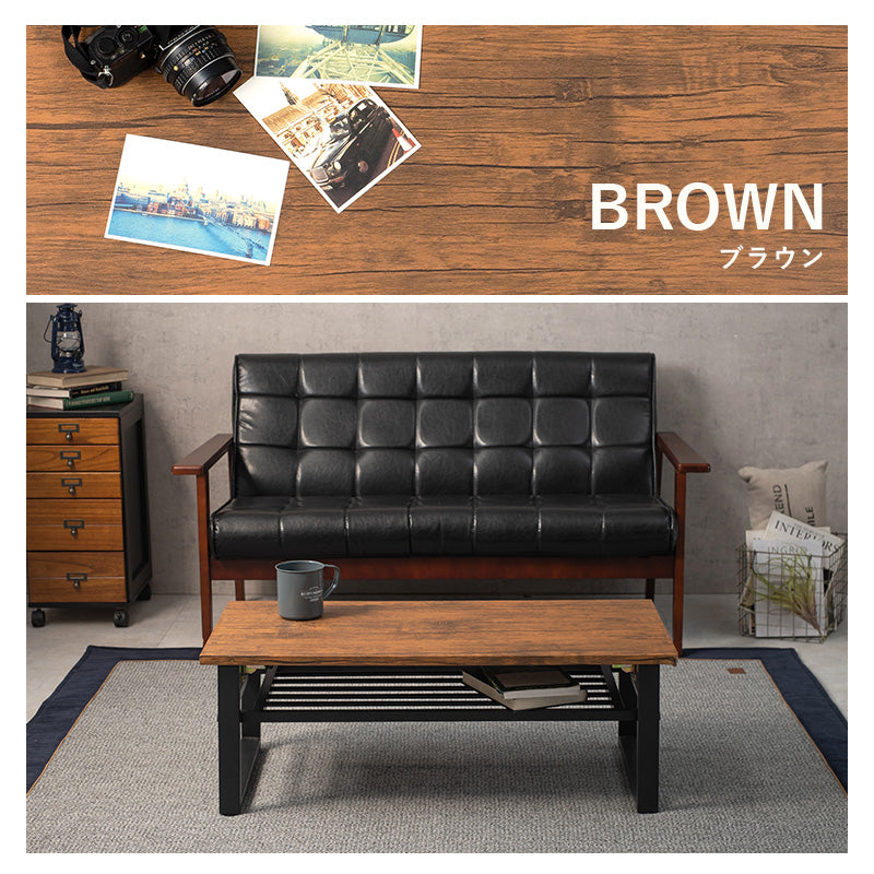 折れ脚テーブル 棚付きフリーテーブル リアルな素材感を再現した天板 スチール脚 90×45cm 収納付き