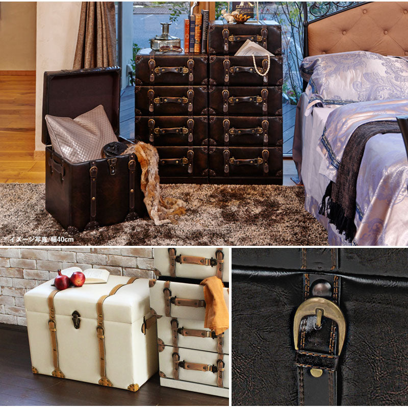 センスと遊び心あるトランク型収納スツール おしゃれ スツール 収納 幅60cm ワイド