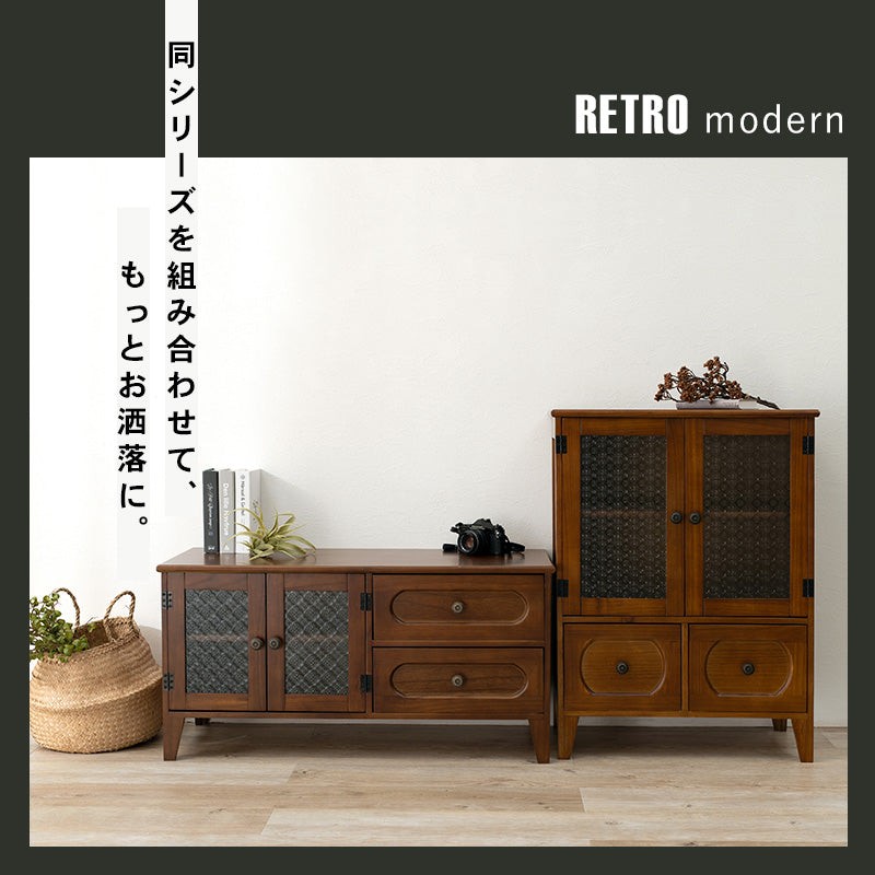 レトロキャビネット クラシックタイプ ガラス戸 (約)幅60×奥行35×高さ80cm 木製 上質